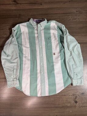Vintage Tommy Hilfiger 100% Cotton Mens Long Sleeve Button Down Size XL